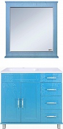 Misty Мебель для ванной Купер 90 L 4 ящика голубая – фотография-1